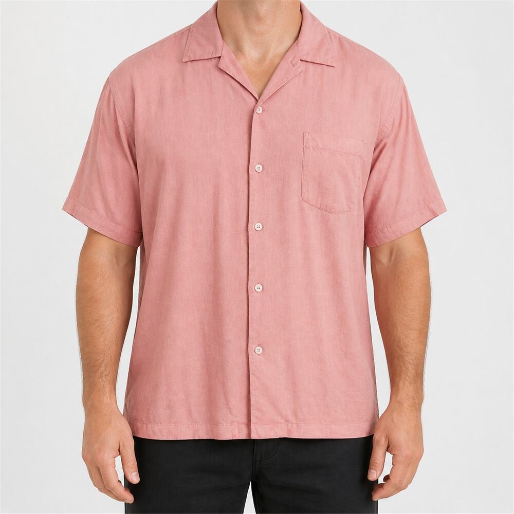 Jamaica Jaxx Shirt Mens XL Pink Silk Hawaiian Short Sleeve Regular Fit